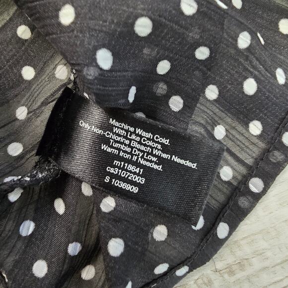 Lane Bryant Black White Polka Dot Button Up Shirt WMS 18/20 Sheer Cold Shoulder - Picture 8 of 8